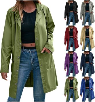 Generic Womens Lightweight Rain Jackets Hooded Breathable Running Raincoats Active Trench Windbreaker With Hood For Cycling Hiking Long-Sleeved Hooded Waterpr