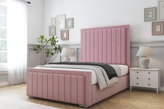 Comfort Beds Arizona Plush Bed Frame - 50 Upholstered Headboard in Pink | Size: Single