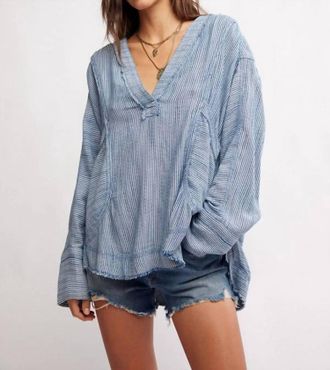 Free People By The Shore Shirt In Indigo Stripe Combo
