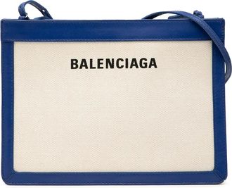 Balenciaga 2018 Canvas Navy Pochette crossbody bag - Marrone