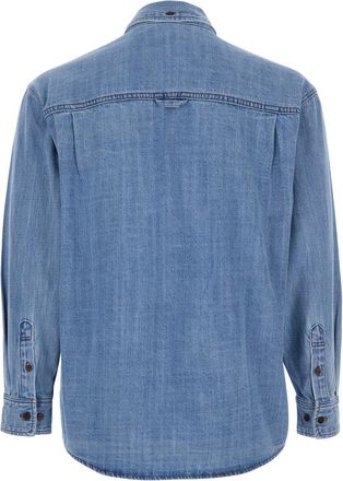 Dunst Blue Jacket With Patch Pockets On The Chest In Denim Man