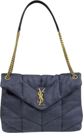 Saint Laurent Pre-owned Shoulder Bags, female, Blue, Size: ONE SIZE Pre-owned Canvas Shoulder Bag