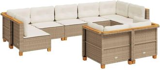 vidaXL Set De Sof&aacute;s De Jard&iacute;n Con Cojines 9 Pzas Rat&aacute;n Sint&eacute;tico Beige Vidaxl