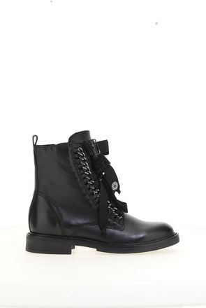 Mjus Boots in leer met veters, juweel