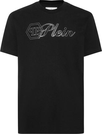 Philipp Plein T-shirt met Ronde Hals Vol Stenen - Heren - T-shirts - Zwart - 3XL - Katoen - Tops