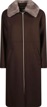 Herno Long Plush-Collared Down Jacket with Straight Silhouette