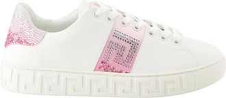 Versace Kristallen Greca manden voor vrouwen - Dames - Sneakers - Wit - 38 EU - Nylon - Schoenen