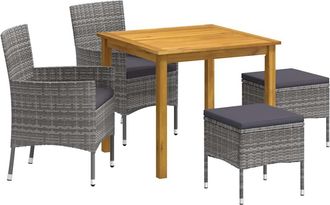 vidaXL Juego De Comedor De Jard&iacute;n De 5 Piezas Gris Vidaxl