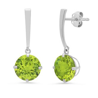 MAX + STONE 14k White Gold Solitaire Round-Cut Gemstone Drop Earrings (8mm)