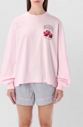 Ganni long sleeve cherry graphic t-shirt