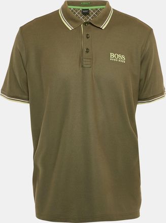 HUGO BOSS Boss By Hugo Boss Green Pique Cotton Moisture Manger Polo T-Shirt