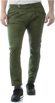 Daniele Alessandrini Jeans - Heren - Slim Fit Broeken - Groen - W32 - Katoen - Broeken