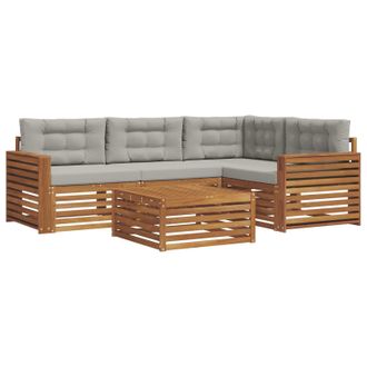 vidaXL Conjunto De Sof&aacute;s De Exterior 5 Pcs Gris Natural Y Claro Vidaxl