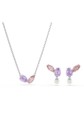 Swarovski x Ariana Grande Multicolor Crystal Earrings & Necklace Set in Silver/Multi at Nordstrom
