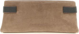 Brunello Cucinelli Tassen, Dames, Beige, ONE Size, Su&egrave;de, Essence Pouch