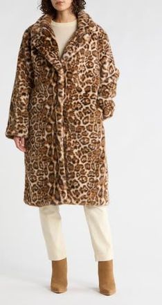 Vigoss Faux Fur Longline Coat in Cheetah at Nordstrom Rack, Size X-Large