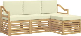 vidaXL Conjunto De Sof&aacute;s De Exterior 4 Uds. Blanco Y Crema Poli&eacute;ster Vidaxl