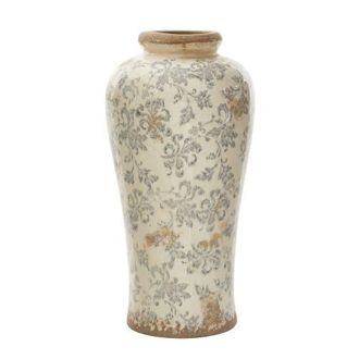 Nearly Natural 16-in Tuscan Ceramic Floral Scroll Urn Vase in Green at Nordstrom