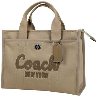 Coach Beige Canvas Leather Tote Bag (Pre-Owned)