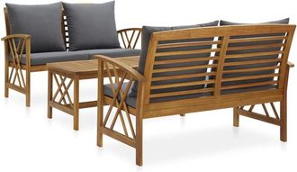 vidaXL Muebles De Jard&iacute;n 3 Piezas Con Cojines Madera Maciza De Acacia Vidaxl
