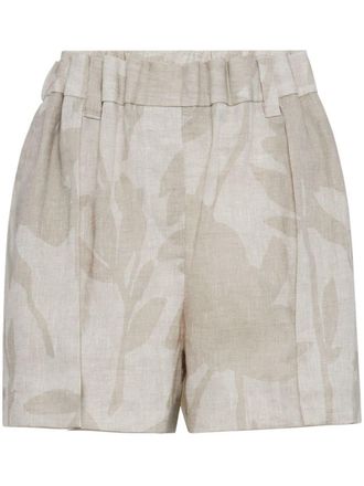 Brunello Cucinelli linen Bermuda shorts - women - Linen/Flax - 40 - Neutrals
