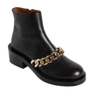 Givenchy Black Leather Chain Draped Boots Size 36