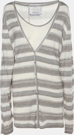 Marina Rinaldi Voyage By Marina Rinaldi Grey/off White Stripe Stretch Knit Cardigan Set