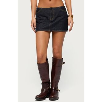 Edikted Leire No Waistband Denim Miniskort in Dark-Blue at Nordstrom, Size X-Small