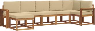 vidaXL Conjunto De Sof&aacute;s De Exterior 7 Uds. Natural Y Beige Vidaxl