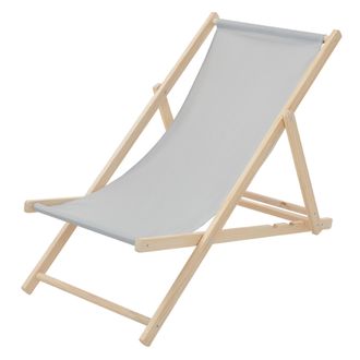 ECD Germany Ecd Germany - Silla De Playa Madera De Pino 3 Posiciones De Reclinaci&oacute;n Plegable Tumbona Tradicional De Sol Para Jard&iacute;n O Balc&oacute;n Gris Claro Impermeabl