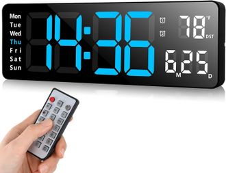 OEM Reloj De Pared Digital Led Con Control Remoto, Cuenta Regresiva Positiva, Brillo Ajustable, Relojes De Pared Para Sala De Estar, Cocina, Oficina, Gimn