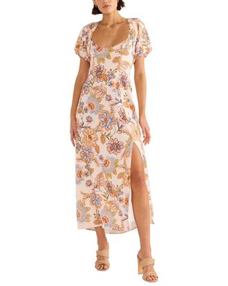 Minkpink Marceline Panel Linen-Blend Midi Dress