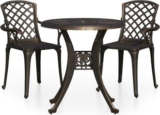 vidaXL Mesa Y Sillas De Bistr&oacute; 3 Piezas Aluminio Fundido Color Bronce Vidaxl