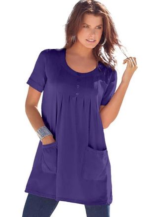 Roaman's Plus Size Two Pocket Soft Knit Swing Tunic in Midnight Violet at Nordstrom, Size Medium