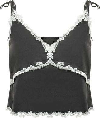 Pinko Black Lace V Neck Top
