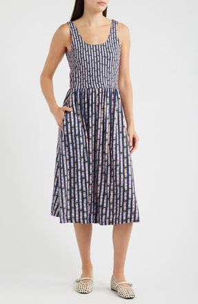 Nic+Zoe Dani Reef Stripe Fit & Flare Dress in Indigo Multi at Nordstrom, Size Xx-Large