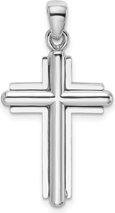 Diamond2Deal 14K White Gold 2-D Beveled Stick Cross Charm Pendant