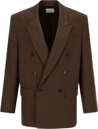 Saint Laurent Brown Peaked Lapel Blazer