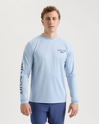 Salt Life Dragnet SLX Performance Long Sleeve Shirt in Storm Blue at Nordstrom, Size X-Large