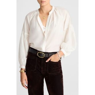 Madewell Shirred Balloon Sleeve Button-Up Top in Winter White at Nordstrom Rack, Size Xx-Small
