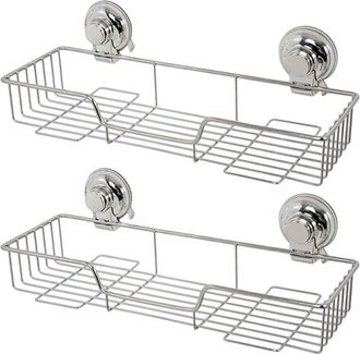 OEM Panier De Douche &Agrave; Ventouses Avec Crochets, Panier De Douche &Agrave; Ventouses Puissantes, Ensemble De 2 Paniers De Rangement Pour Salle De Bain