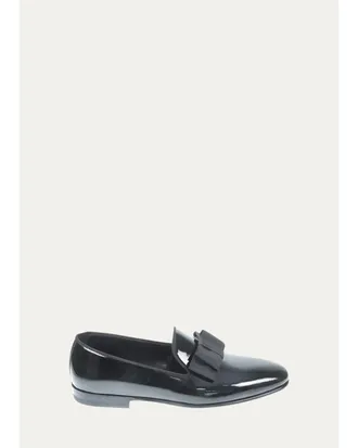 Bergdorf Goodman Mens Patent Leather Grosgrain-Bow Loafers