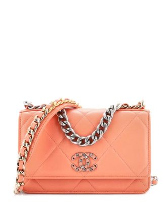 Chanel 19 Wallet on Chain Quilted Lambskin crossbody bag - Orange