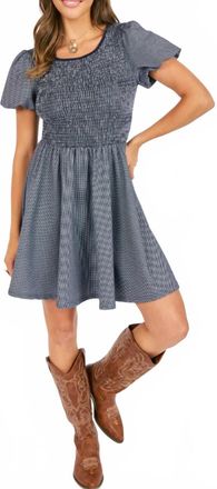 Sadie & Sage Frankie Smocked Mini Dress In Navy Gingham