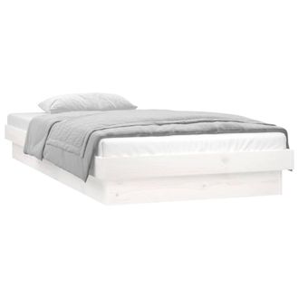 Berkfield Home LED Bed Frame without Mattress White Single Solid Wood