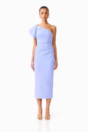 Elliatt Olenna Puff Sleeve Midi Dress In Blue