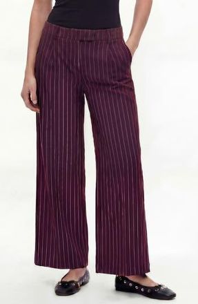 By Design Fernanda Pinstripe Wide Leg Pants in Burgundy W/White Pinstripe at Nordstrom Rack, Size X-Small