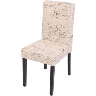 Hhg Hhg - Nunca Usado] Littau Silla De Comedor, Silla De Cocina, Tela/textil, Letras Crema, Patas Oscuras