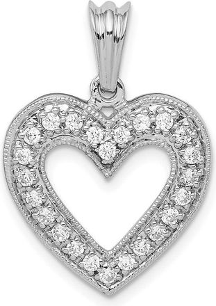 Diamond2Deal 14K White Gold Lab Grown Diamond Heart Pendant (0.35ct, VS, G-H)