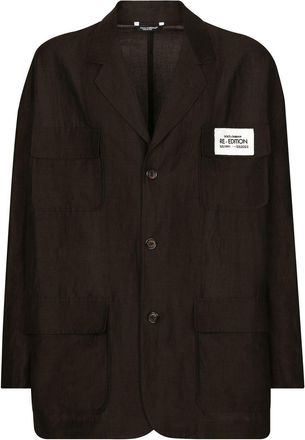 Dolce & Gabbana single-breasted linen blazer - men - Cotton/Flax/Rayon - S - Brown